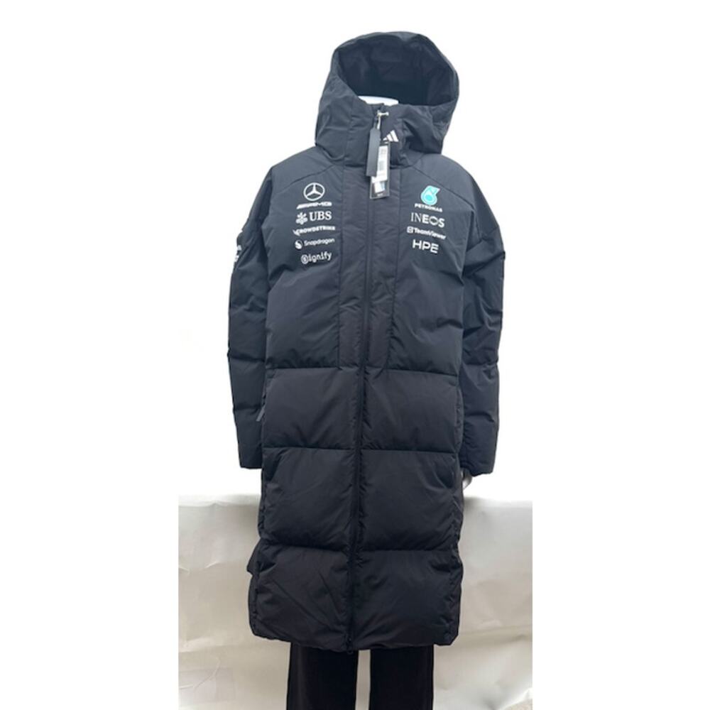 adidas Mercedes AMG Petronas F1 Engineers Winter Puffer Coat Black NWT L KF6058 - Picture 2 of 16